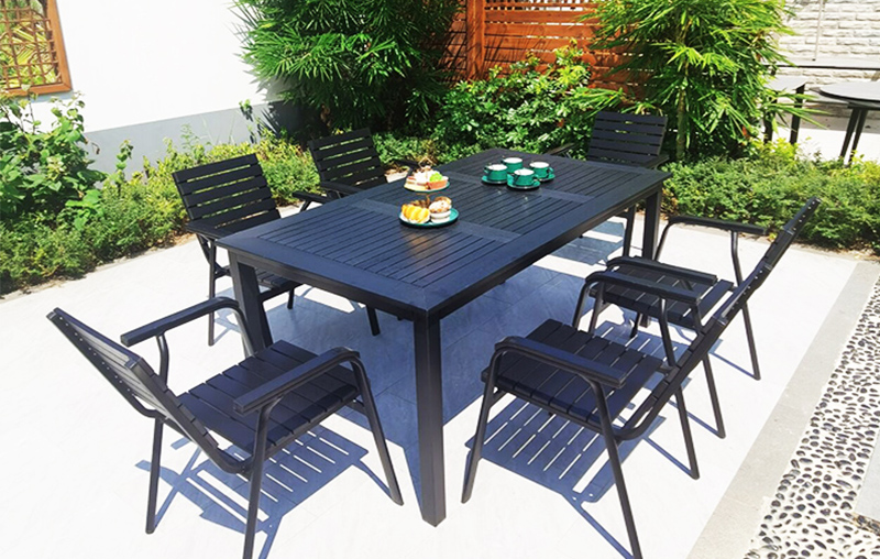 庭院花园塑木桌椅,休闲椅组合